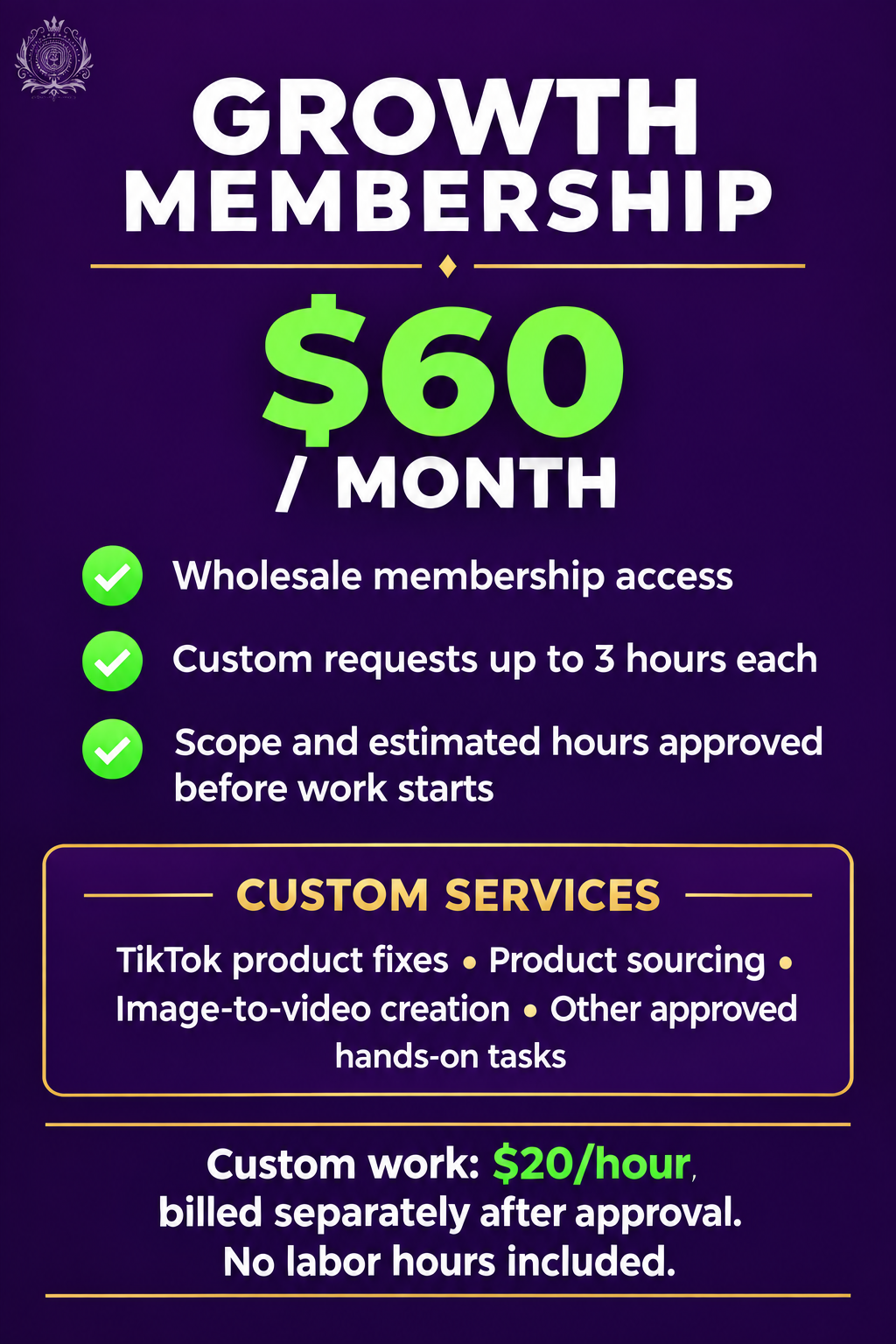 Growth membership standalone column card