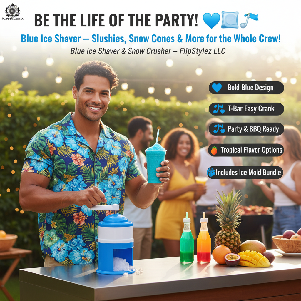 Hawaiian Man Blue Ice Shaver BBQ Party