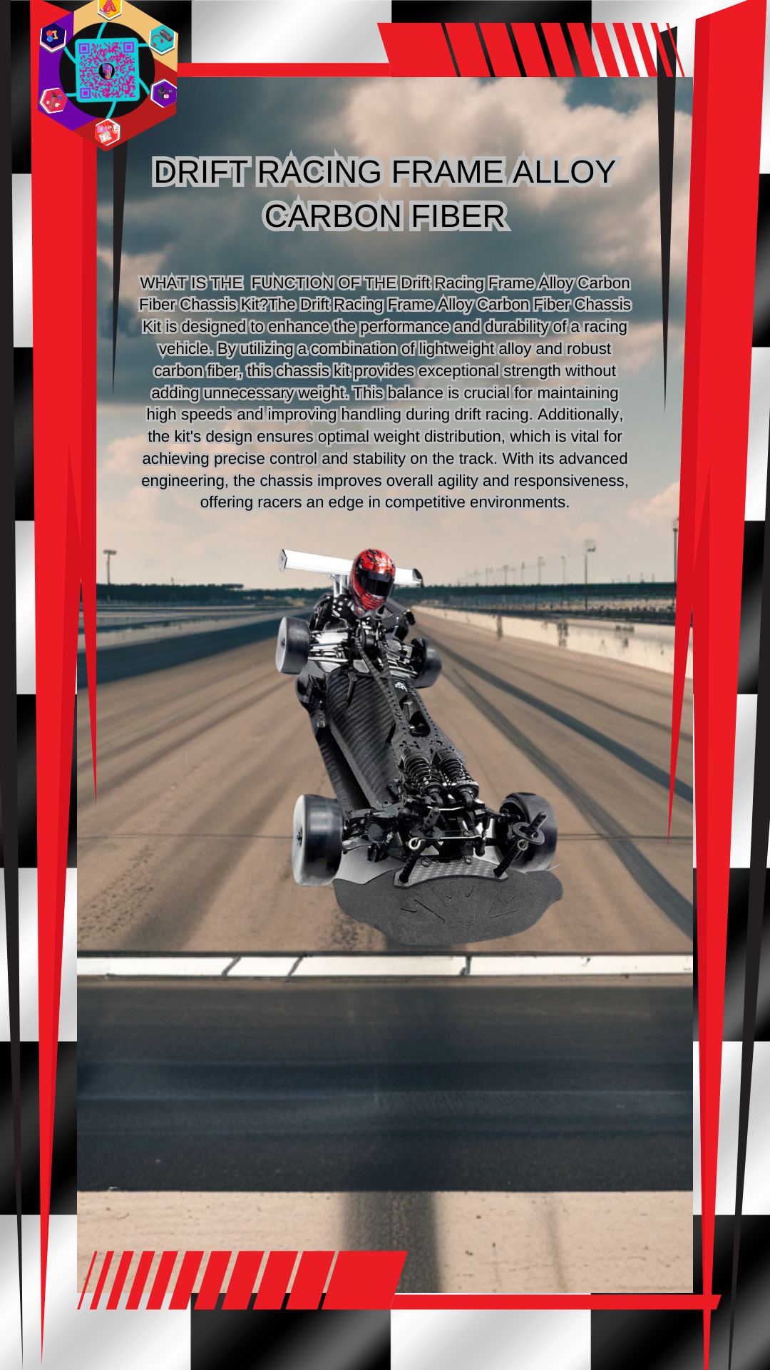 Drift Racing Frame Alloy Carbon Fiber Chassis Kit