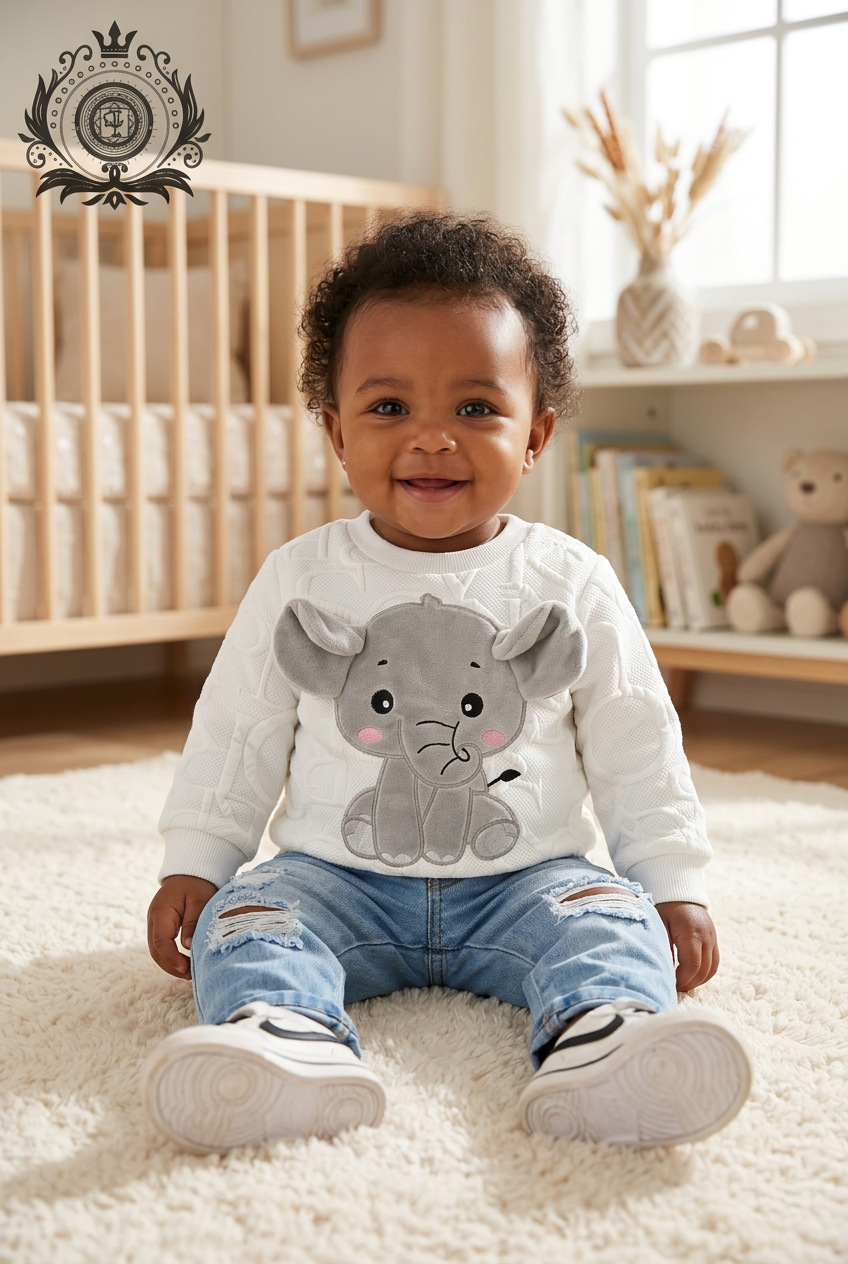 Image 2 replacement, baby girl wearing the elephant outfit