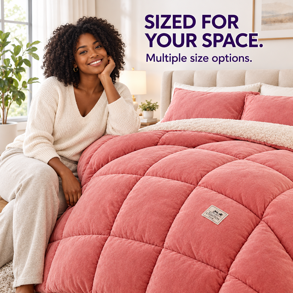 Image 8 fleece quilt ad with a Black American model