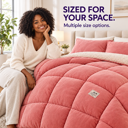 Image 8 fleece quilt ad with a Black American model