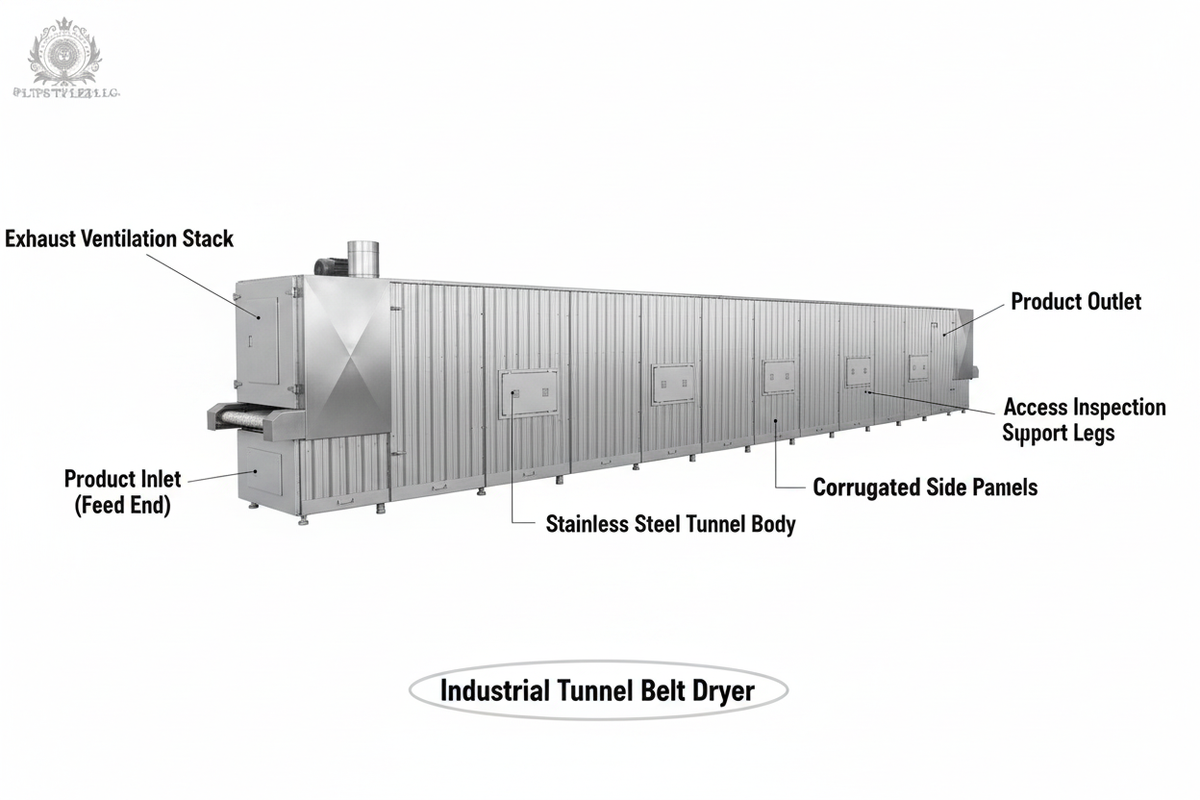 Industrial Tunnel Belt Dryer Diagram