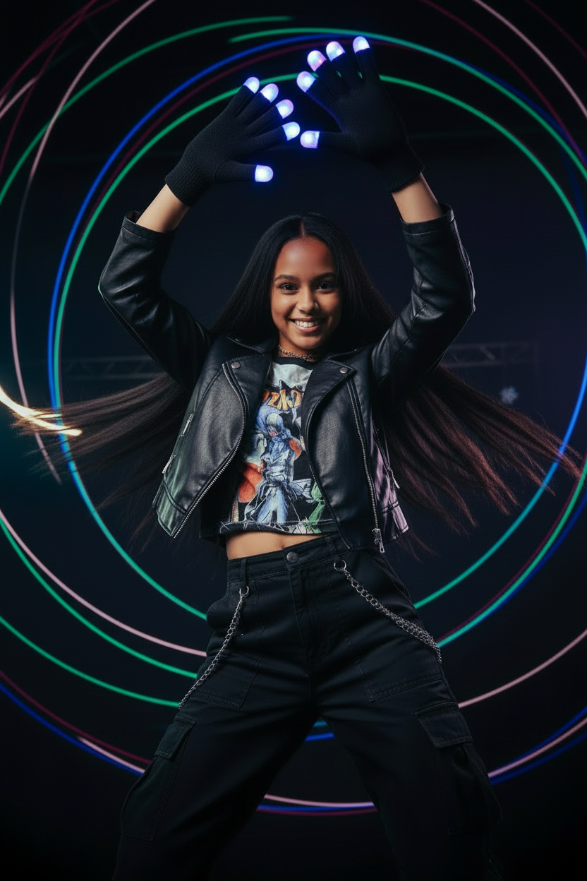 LED Gloves Smiling Dance Model