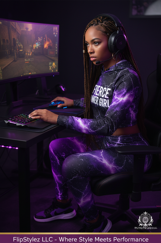 Light Caramel Gamer Girl One-Handed V100 Rainbow Keyboard Purple Galaxy Hoodie Battle