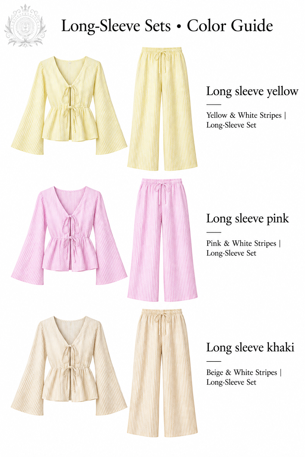 Long-sleeve Yellow Pink Khaki option guide