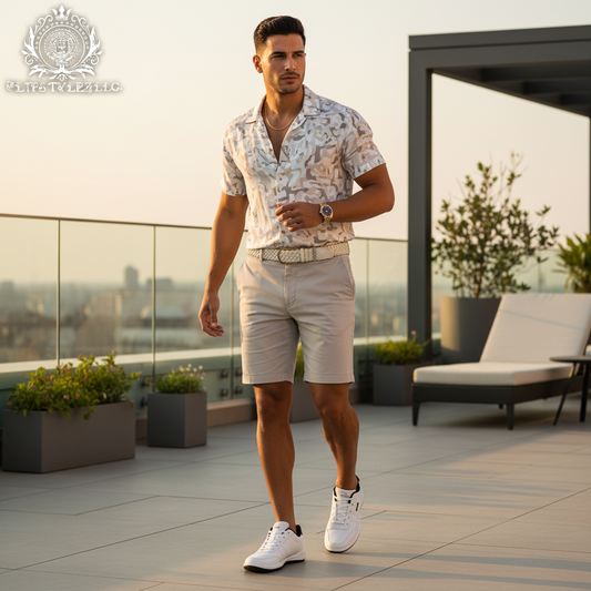 Man in coordinated white FlipStylez summer wear with white shoes
