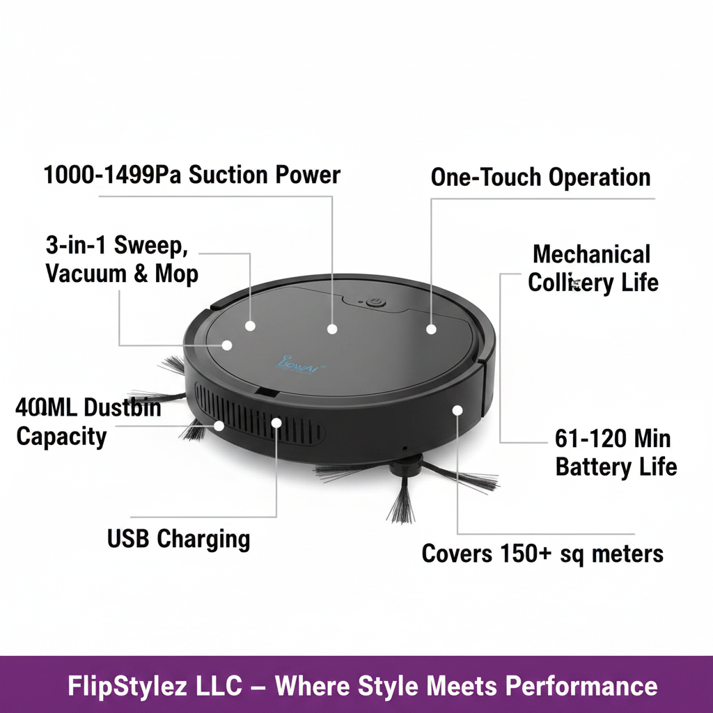 Oubao OB8S Robot Vacuum Google-Style Feature Infographic