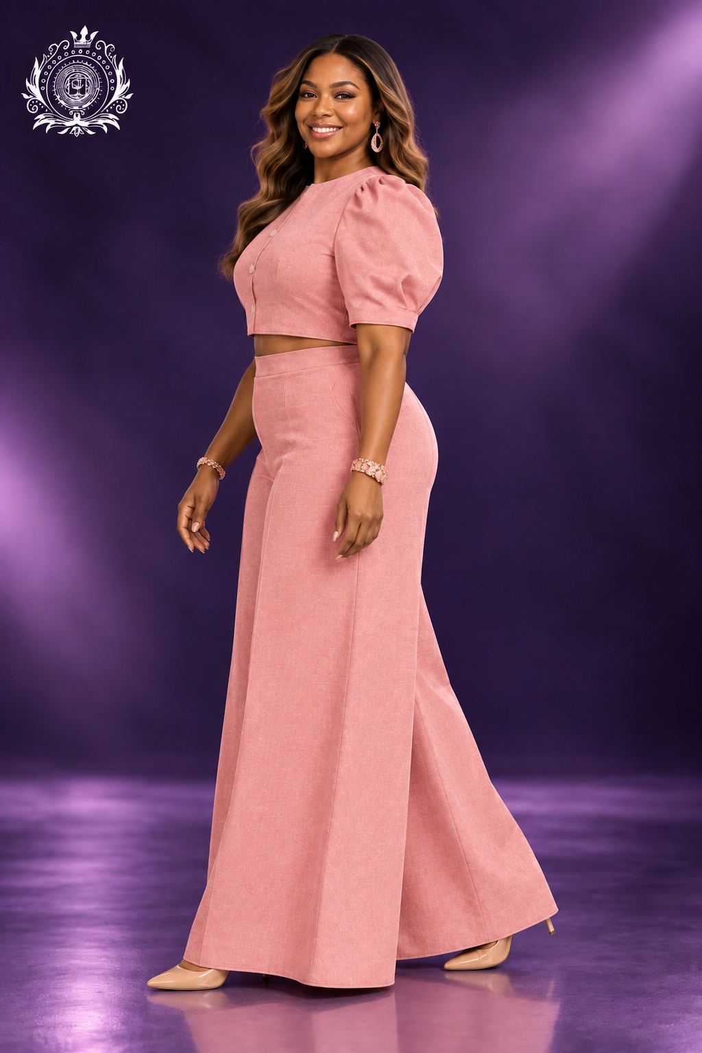 Pink pants set side-view model