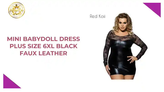 Mini Babydoll Dress Plus Size 6XL Black Faux Leather by@Outfy