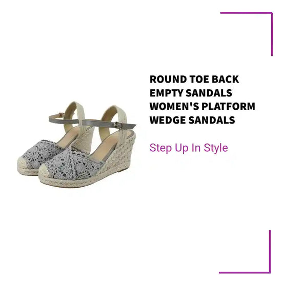 Round Toe Back Empty Sandals Women's Platform Wedge Sandals by@Outfy