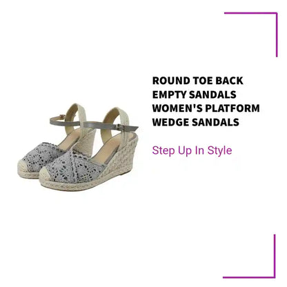Round Toe Back Empty Sandals Women's Platform Wedge Sandals by@Outfy