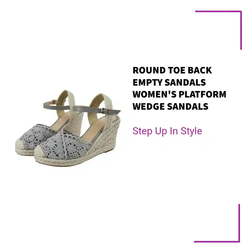 Round Toe Back Empty Sandals Women's Platform Wedge Sandals by@Outfy