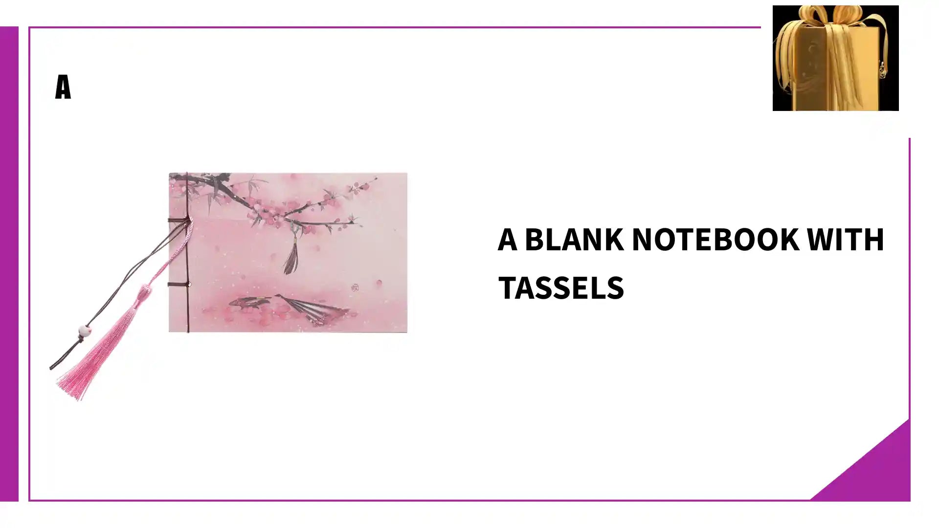 A blank notebook with tassels by@Outfy