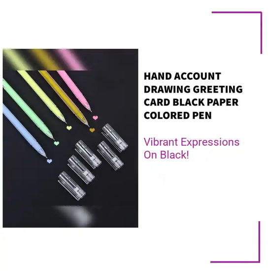 Hand Account Drawing Greeting Card Black Paper Colored Pen by@Outfy