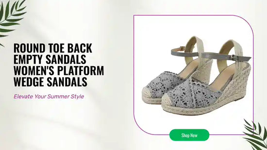 Round Toe Back Empty Sandals Women's Platform Wedge Sandals by@Outfy