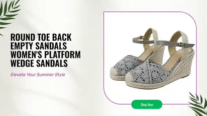 Round Toe Back Empty Sandals Women's Platform Wedge Sandals by@Outfy