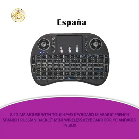 2.4G Air Mouse with Touchpad Keyboard i8 Arabic French Spanish Russian Backlit Mini Wireless Keyboard for PC Android TV Box by@Outfy
