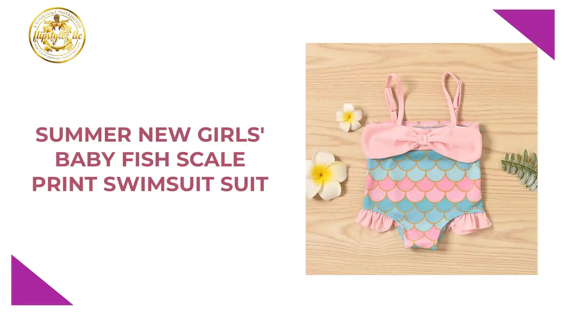 Summer New Girls' Baby Fish Scale Print Swimsuit Suit by@Outfy