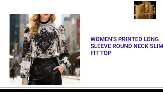 Women's Printed Long Sleeve Round Neck Slim Fit Top by@Outfy