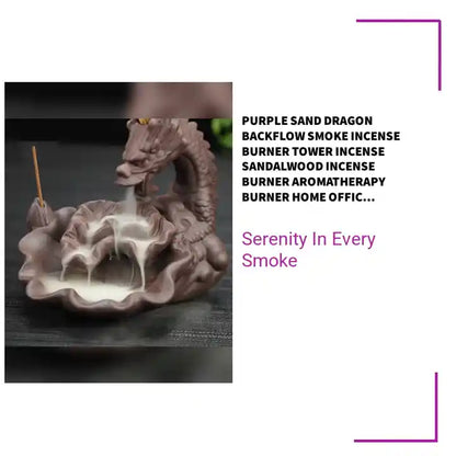 Purple Sand Dragon Backflow Smoke Incense Burner Tower Incense Sandalwood Incense Burner Aromatherapy Burner Home Office Decoration by@Outfy