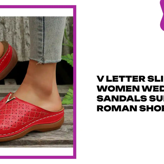 V Letter Slippers Women Wedges Sandals Summer Roman Shoes by@Outfy