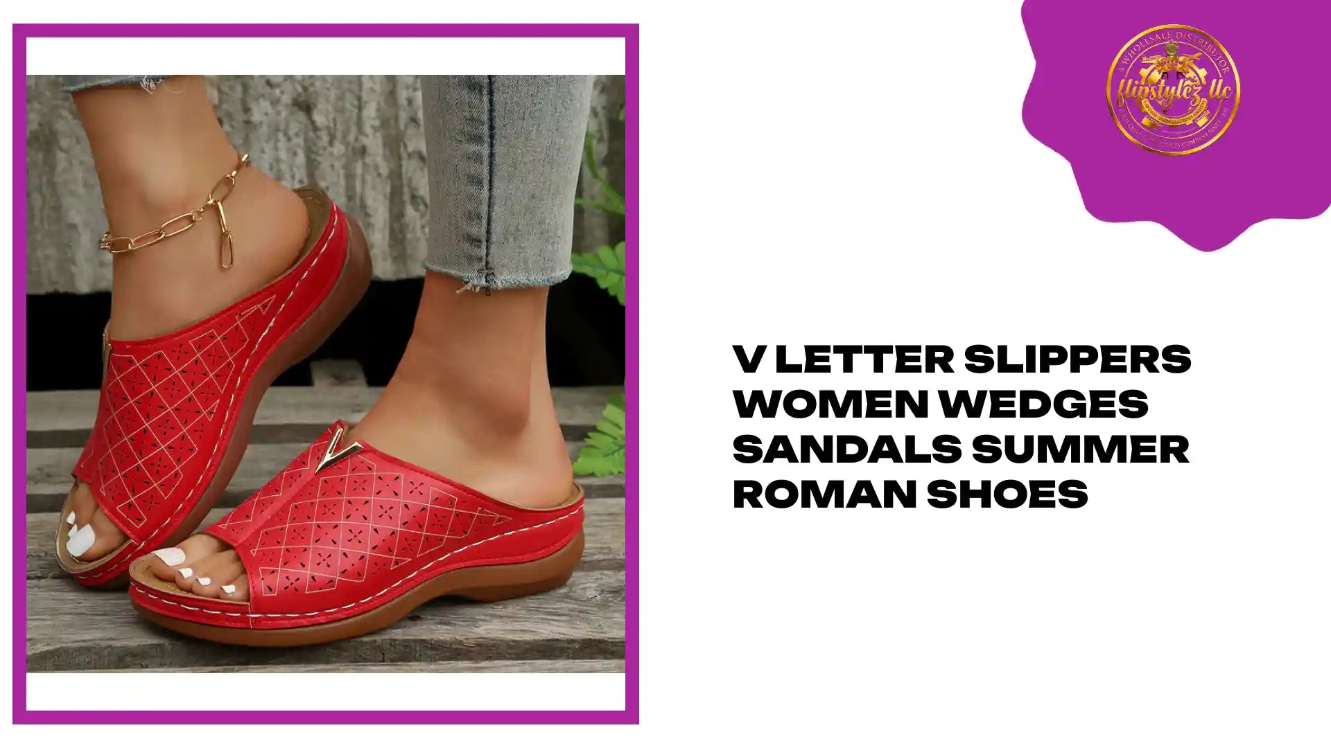 V Letter Slippers Women Wedges Sandals Summer Roman Shoes by@Outfy