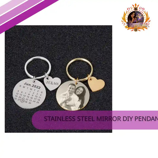 Stainless Steel Mirror DIY Pendant Outer Hole Round Card Keychain by@Outfy