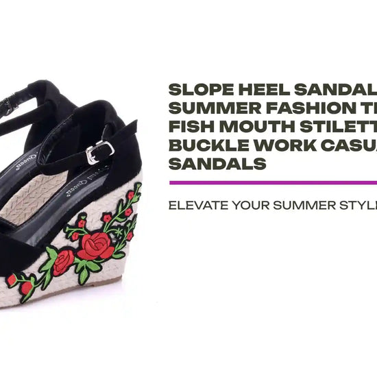 Slope Heel Sandals Women Summer Fashion Trendy Lace Fish Mouth Stiletto Heel Buckle Work Casual Ladies Sandals by@Outfy