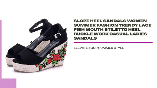 Slope Heel Sandals Women Summer Fashion Trendy Lace Fish Mouth Stiletto Heel Buckle Work Casual Ladies Sandals by@Outfy