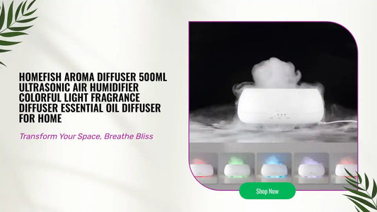 HOMEFISH Aroma Diffuser 500ml Ultrasonic Air Humidifier Colorful Light Fragrance Diffuser Essential Oil Diffuser For Home by@Outfy
