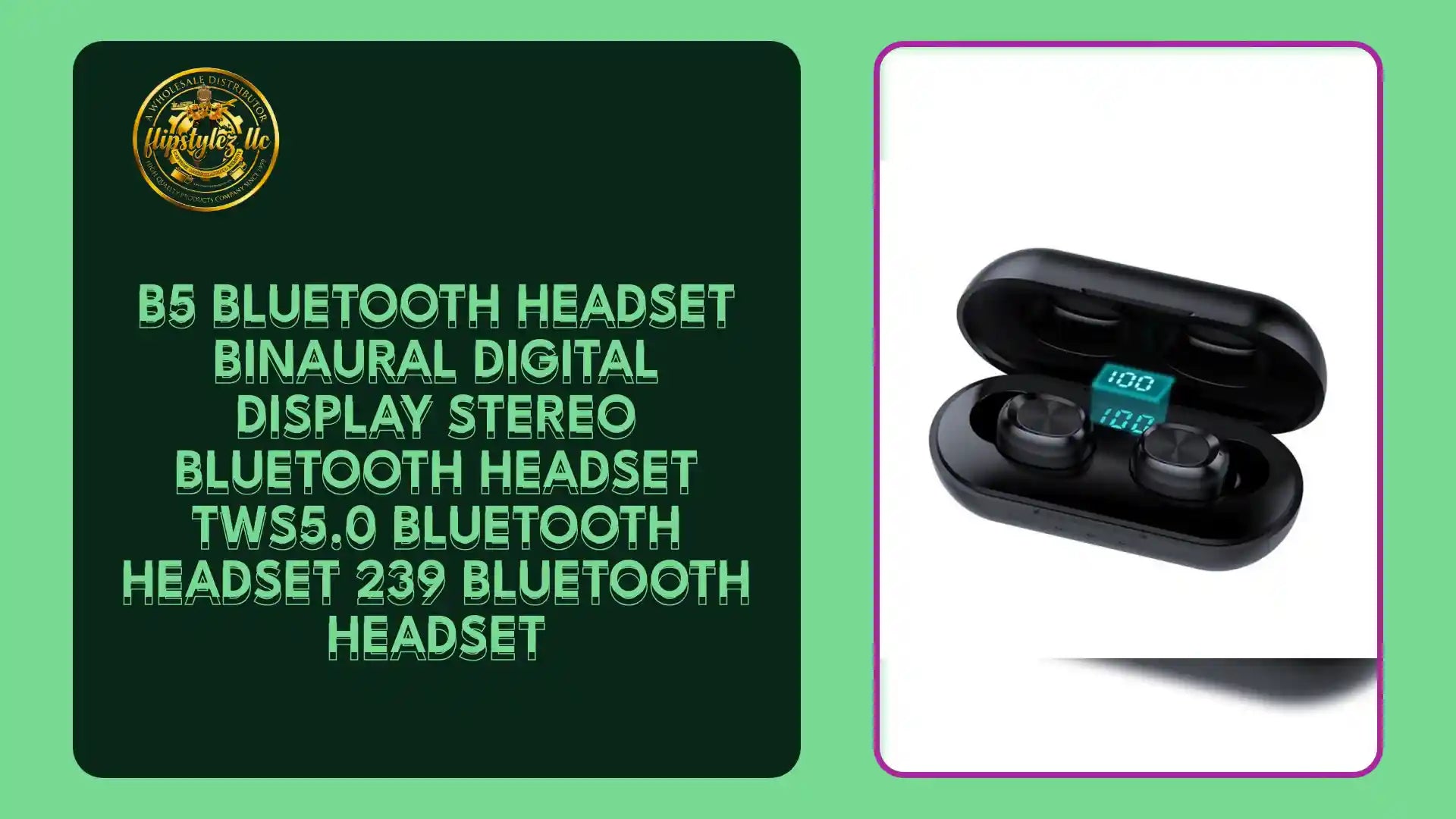 B5 Bluetooth Headset Binaural Digital Display Stereo Bluetooth Headset TWS5.0 Bluetooth Headset 239 Bluetooth Headset by@Outfy