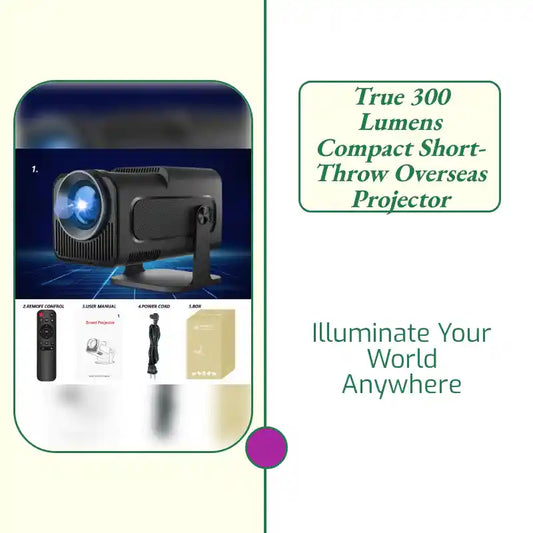 True 300 Lumens Compact Short-throw Overseas Projector by@Outfy