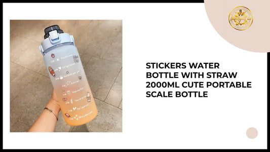 Stickers Water Bottle With Straw 2000ml Cute Portable Scale Bottle by@Outfy