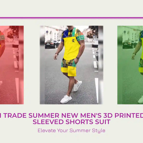 Foreign Trade Summer New Men's 3D Printed Short-sleeved Shorts Suit by@Outfy