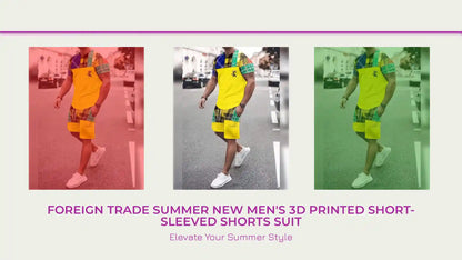 Foreign Trade Summer New Men's 3D Printed Short-sleeved Shorts Suit by@Outfy