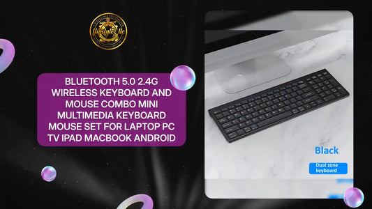 Bluetooth 5.0 2.4G Wireless Keyboard and Mouse Combo Mini Multimedia Keyboard Mouse Set for Laptop PC TV iPad Macbook Android by@Outfy