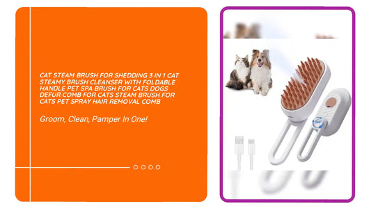 Cat Steam Brush For Shedding 3 In 1 Cat Steamy Brush Cleanser With Foldable Handle Pet Spa Brush For Cats Dogs Defur Comb For Cats Steam Brush For Cats Pet Spray Hair Removal Comb by@Outfy