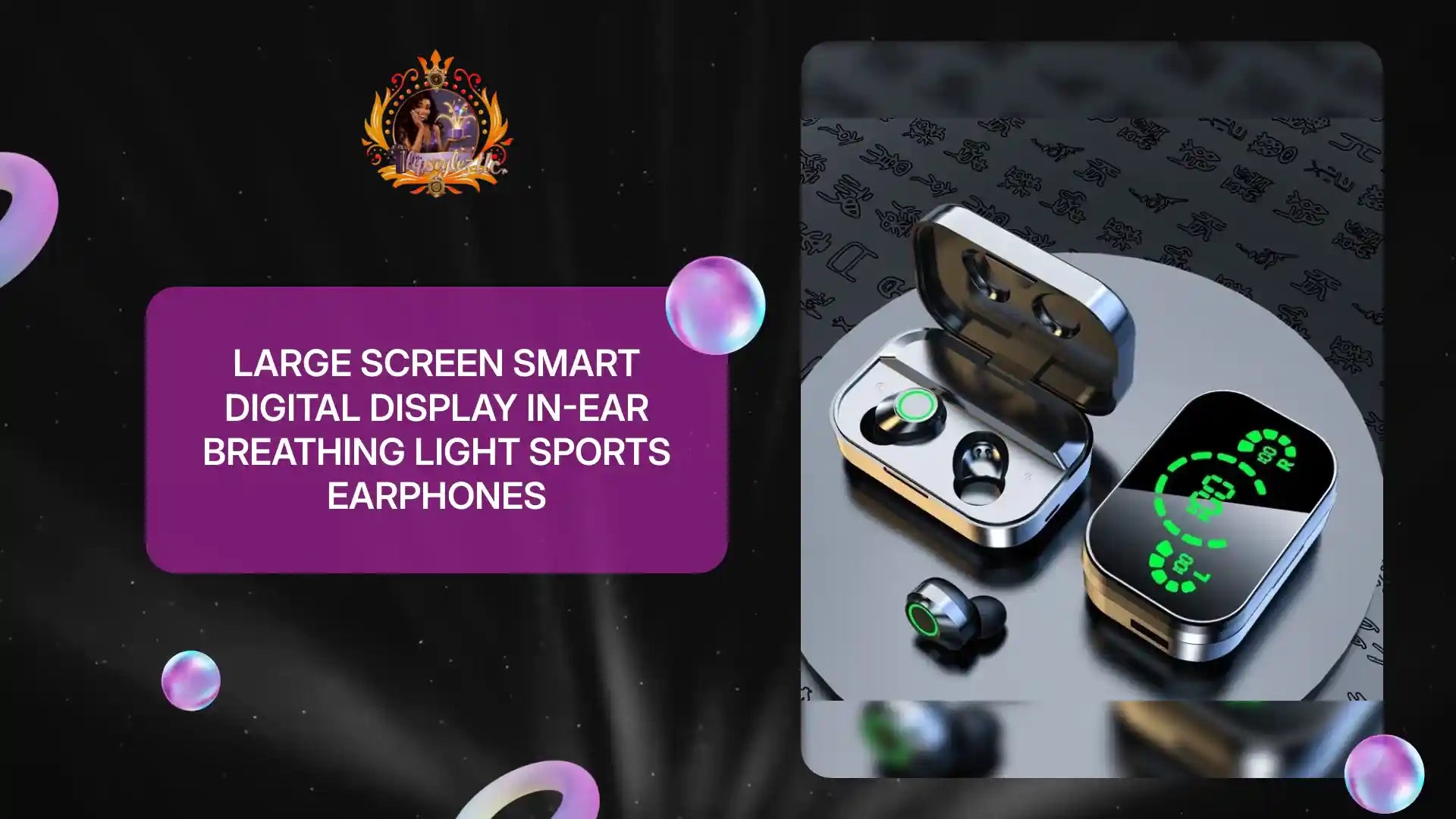 Large Screen Smart Digital Display In-ear Breathing Light Sports Earphones by@Outfy