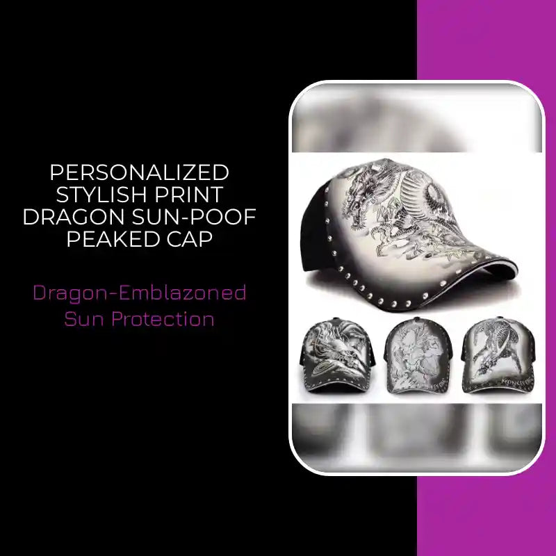 Personalized Stylish Print Dragon Sun-poof Peaked Cap by@Outfy