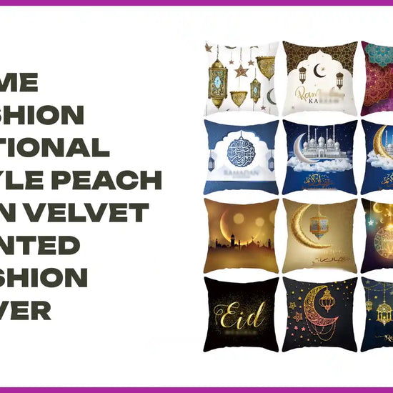 Home Fashion National Style Peach Skin Velvet Printed Cushion Cover by@Outfy
