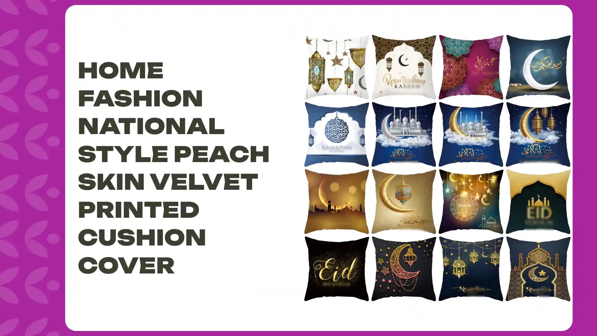 Home Fashion National Style Peach Skin Velvet Printed Cushion Cover by@Outfy