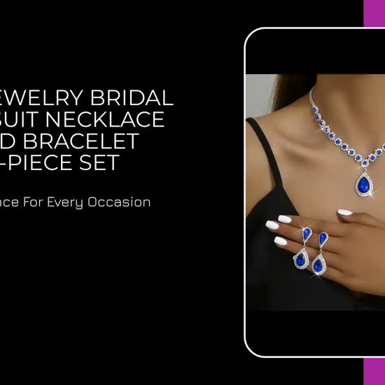 Fashion Jewelry Bridal Jewelry Suit Necklace Ear Stud Bracelet Three-piece Set by@Outfy