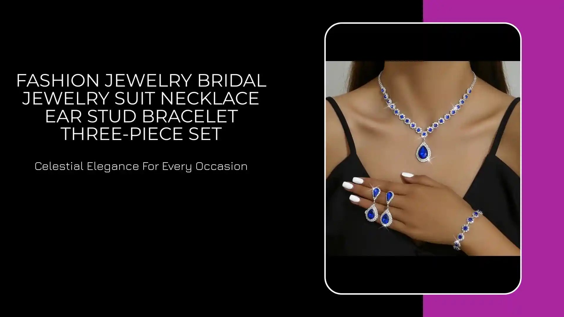 Fashion Jewelry Bridal Jewelry Suit Necklace Ear Stud Bracelet Three-piece Set by@Outfy
