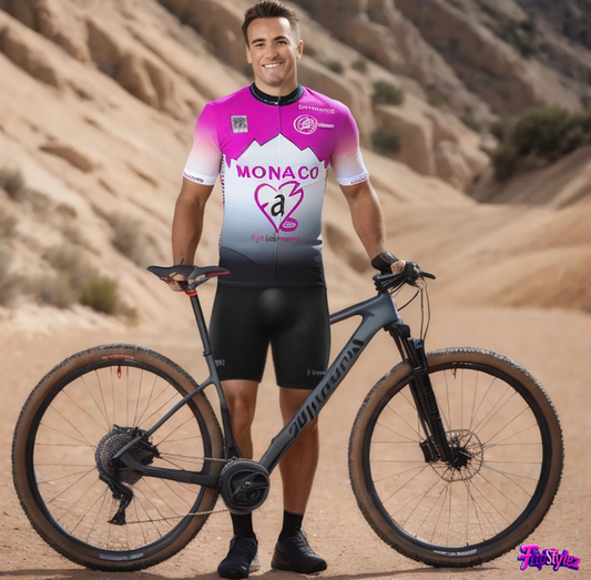 Purple Sportwear for men Short-sleeved Suspender Cycling Suit Suit Mountain Biking suit