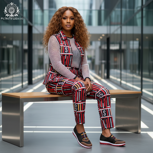 Same single model seated with shoes clearly displayed
