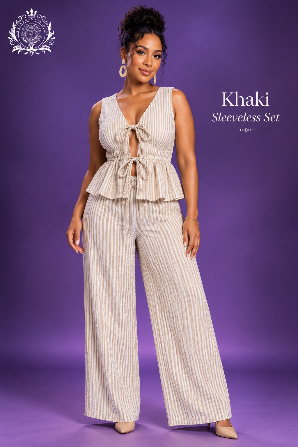 Sleeveless Khaki model