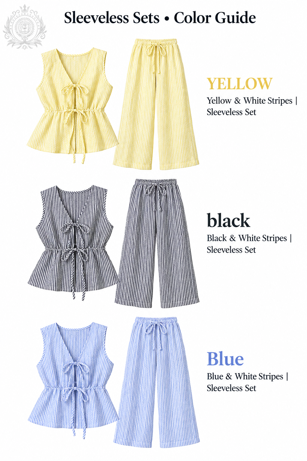 Sleeveless Yellow Black Blue option guide