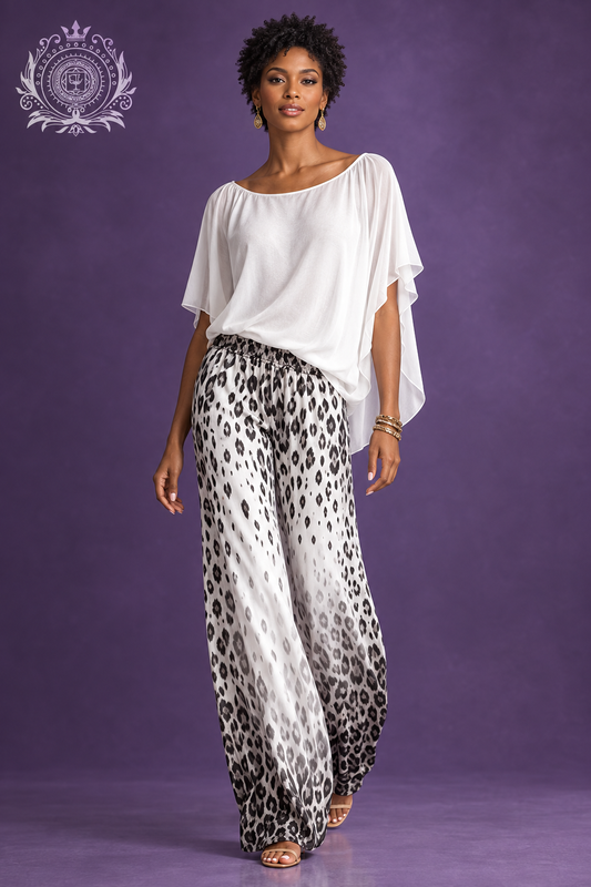 White top and leopard pants model 4