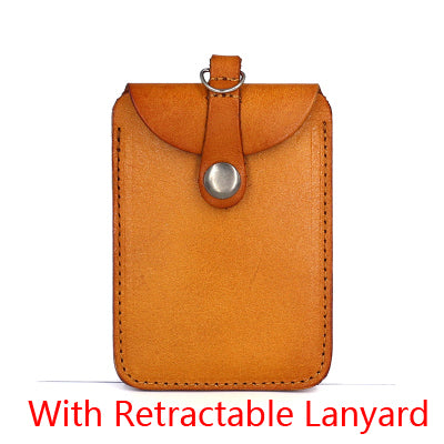 New Fashion Vertical Style ID Badge Holder For Work Genuine Leather Student Identity Bus Card Case Retractable Lanyard Tag Bag